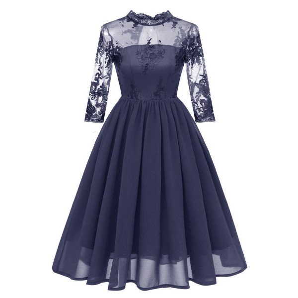 GABERLY Women's Luxury Embroidered Chiffon Lace Vintage Fashion Bridesmaid Evening Party Dress