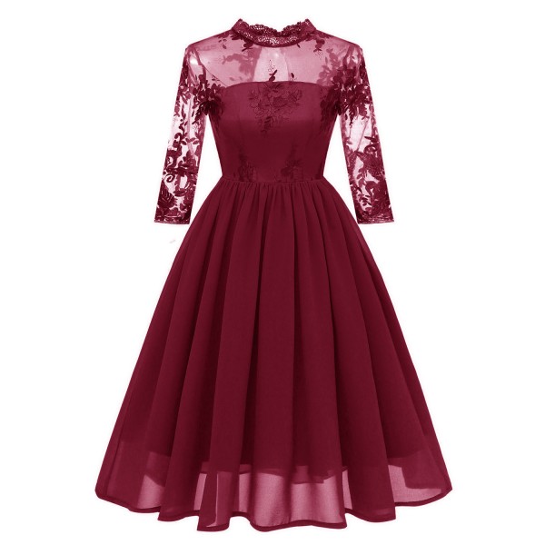 GABERLY Women's Luxury Embroidered Chiffon Lace Vintage Fashion Bridesmaid Evening Party Dress